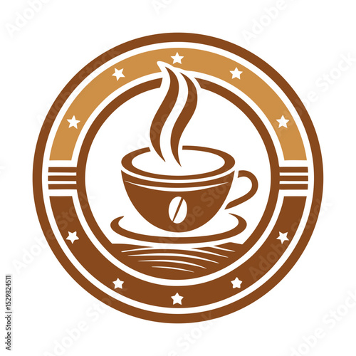 Modern coffee shop logo, transparent background
