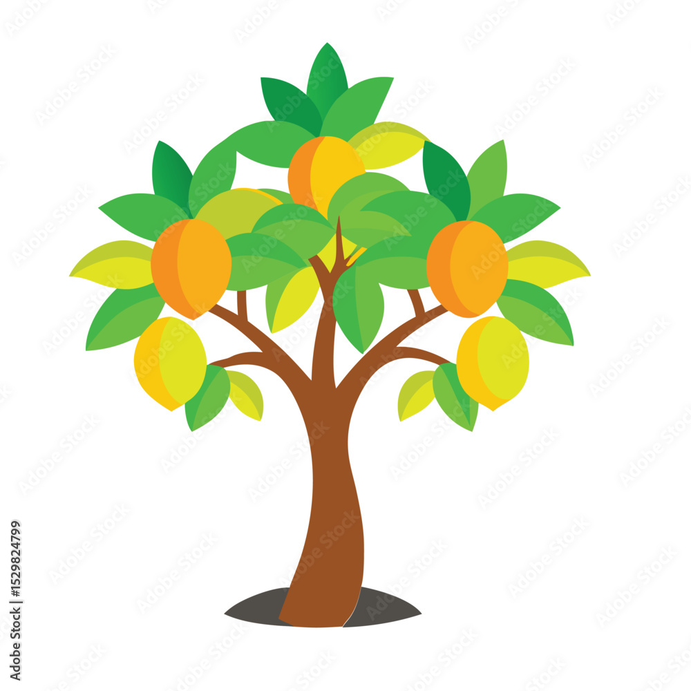 Obraz premium Mango Tree Vector Icon, Thin Line Tropical Nature Symbol