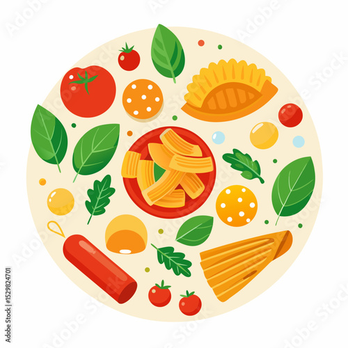 World Pasta Day Italian Food Pasta Plate Vector Illustration