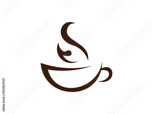 Elegant Coffee Cup Silhouette with Curved Steam