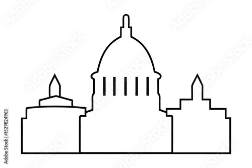 Us capitol building simple line drawing illustration