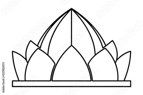 Lotus temple delhi india line drawing illustration