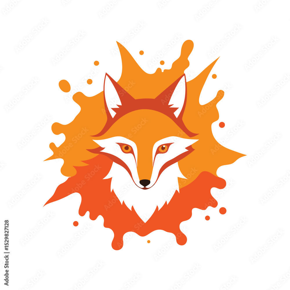 Obraz premium fox head emerging from paint splash vector