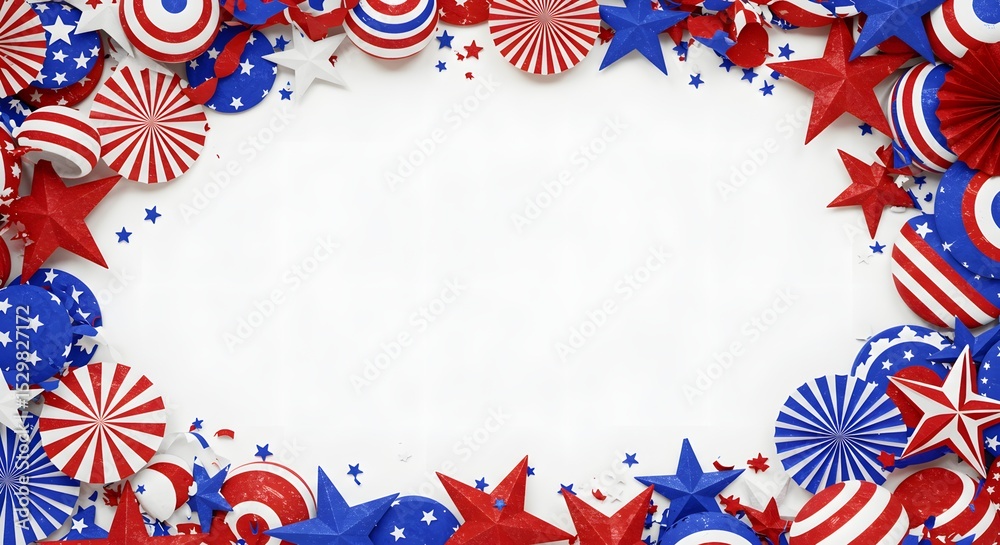 Obraz premium Patriotic Stars and Circles Frame 4th of July Background Design