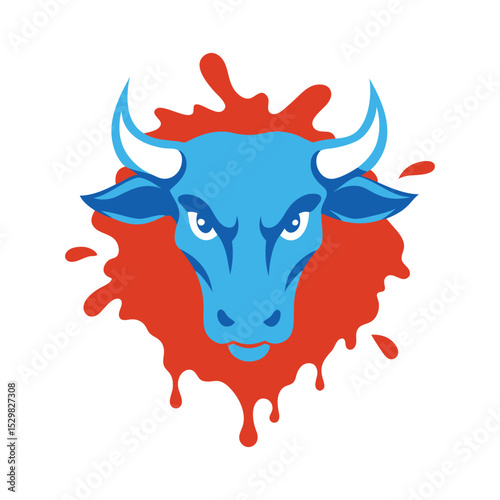 bull head emerging from paint splash vector