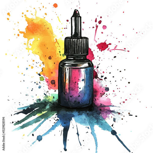 Ink  Toner, watercolor drawing vector, isolated on a white background.