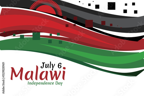 July 6, Independence Day of Malawi vector illustration. Suitable for greeting card, poster and banner.