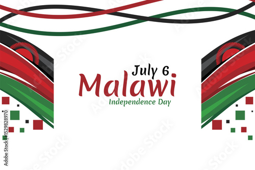 July 6, Independence Day of Malawi vector illustration. Suitable for greeting card, poster and banner.
