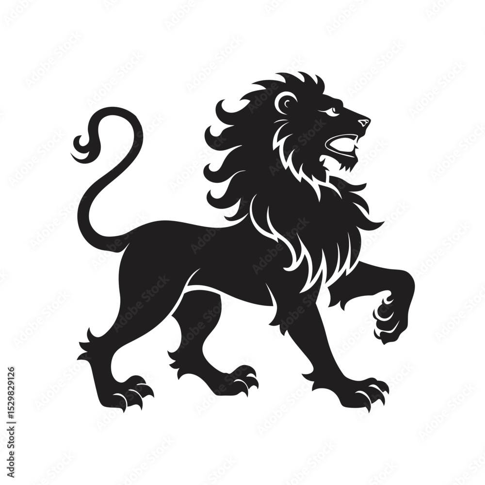 Obraz premium heraldic lion realistic silhouette vector art
