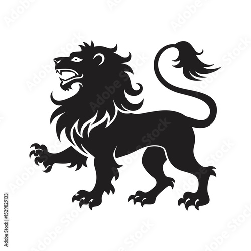 heraldic lion realistic silhouette vector art
