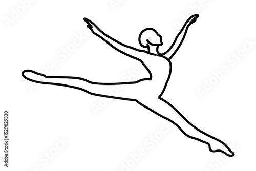 Ballerina line drawing graceful leap dance art