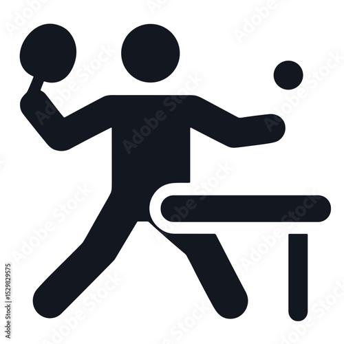Stylized vector of table tennis player with paddle and ball vector illustration on transparent background representing speed, precision, and competitive spirit in ping pong