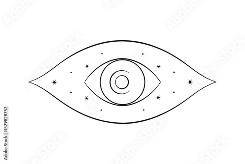 Celestial eye line drawing mystical vision art print