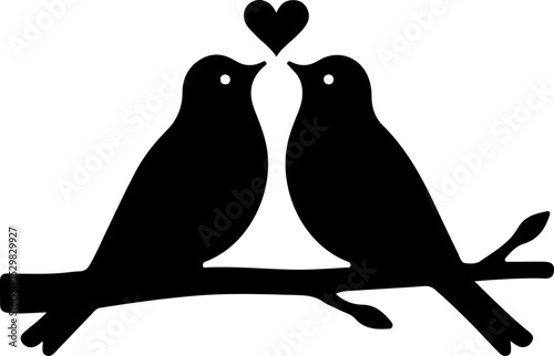 Love Birds in Heart Frame vector design