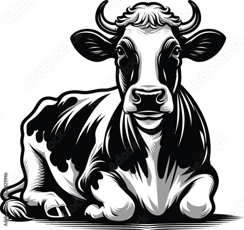 a vector illustrsion a Cow solid color with white background