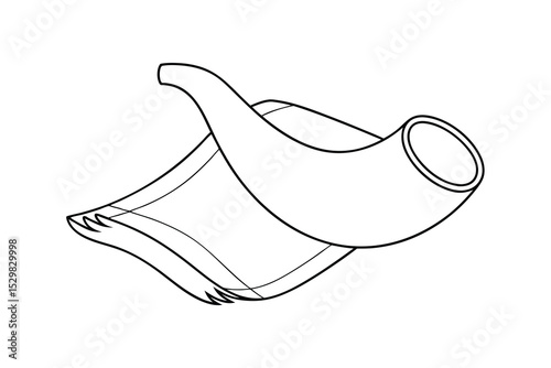 Rosh hashanah shofar and tallit line drawing illustration