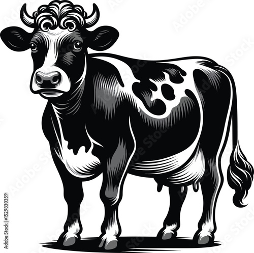 a vector illustrsion a Cow solid color with white background