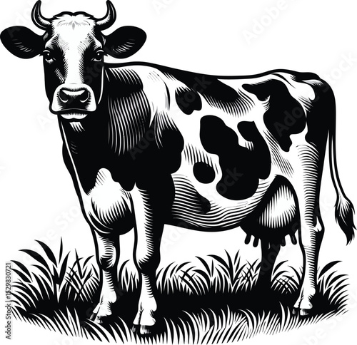 a vector illustrsion a Cow solid color with white background