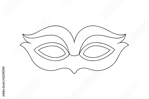 Elegant line drawing of a venetian masquerade mask