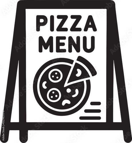 Silhouette vector of a pizza menu board, ideal for restaurant signage, food marketing, and branding designs.