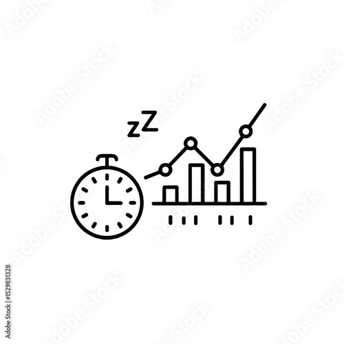 Circadian rhythm tracker (sleep schedule + clock).  Linear icon on transparent background. Editable SVG.