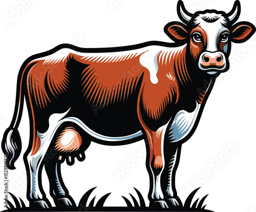 a vector illustrsion a Cow solid color with white background