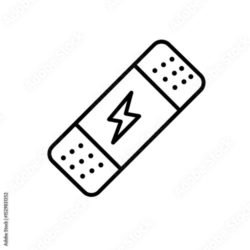 Energy patch (patch with lightning). Linear icon on transparent background. Editable SVG.