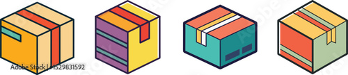 Package Flat Illustration  Simple Shipping Parcel Box Vector in Flat Style