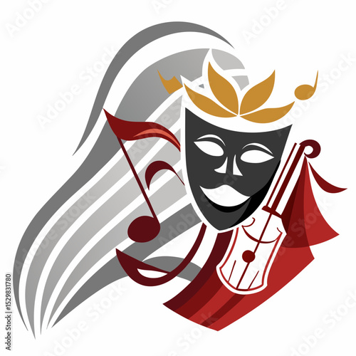 World Opera Day Vector Icon Mask Music Theater White Background