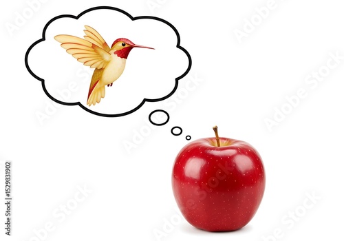 Apple dreaming of a hummingbird