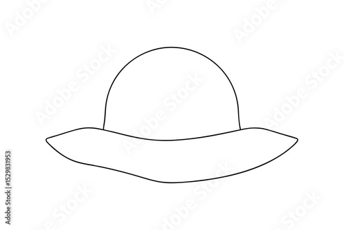 Simple line drawing of a sun hat beach summer fashion
