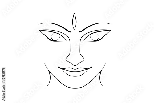 Simple line drawing of a woman's face with bindi