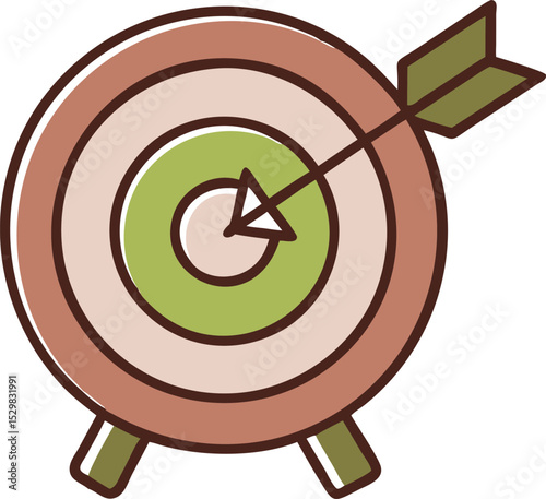Clean line target icon with arrow isolated on transparent background