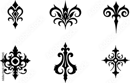 ornaments, decorative, design elements, cross, religious, flourish, scroll, vintage, elegant, classic, motif, vector, SVG, PNG, EPS, AI, digital art, crafting, symbols, abstract, ornate, intricate, ba