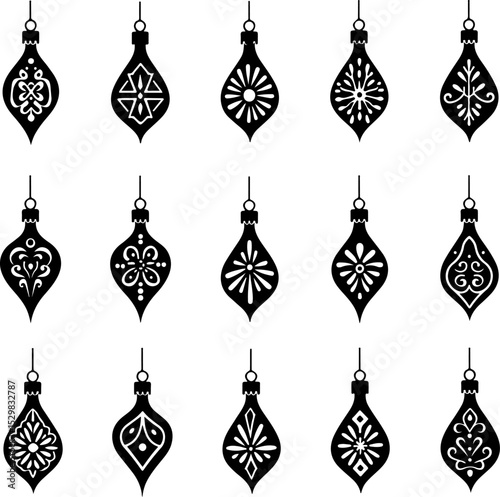  Ornate Droplet Ornament Set vector bundle