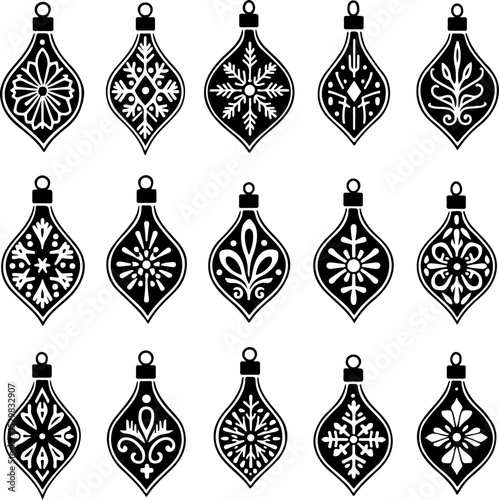  Ornate Droplet Ornament Set vector bundle