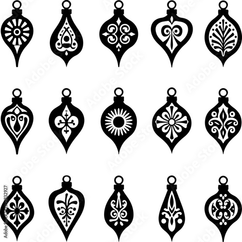  Ornate Droplet Ornament Set vector bundle