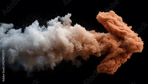 White and orange cloud-like waves create a mesmerizing and fluid pattern against a dark background, evoking a sense of motion and ethereal beauty