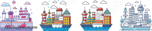Port Flat Illustration  Maritime & Logistics Vector Scene