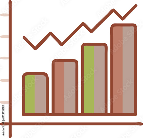 Modern bar chart icon clean line style isolated on transparent background
