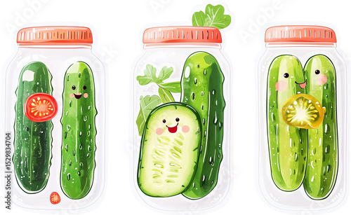 Cartoon vegetables with smiling faces on them