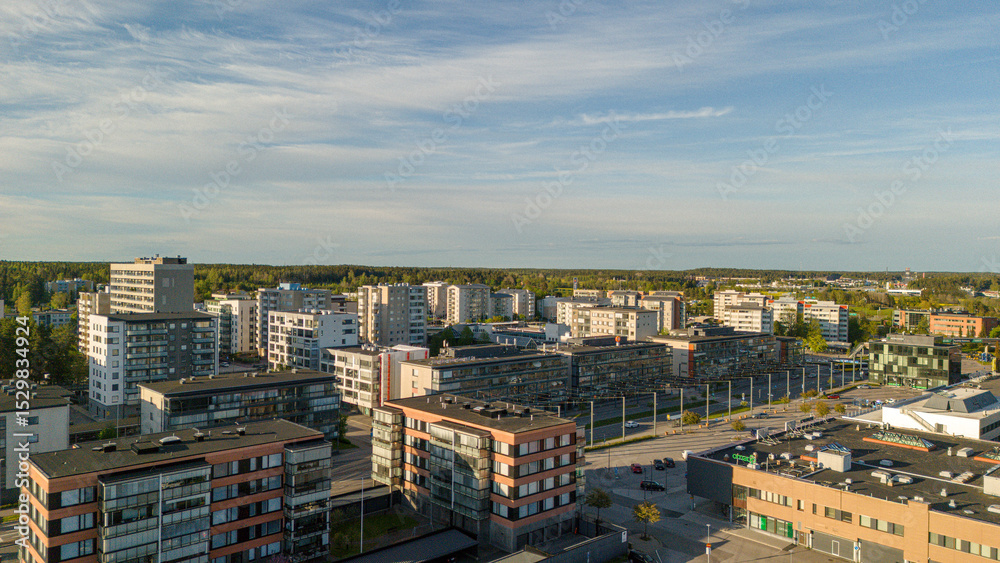 Naklejka premium Aerial View of Raisio City Center, Southern Finland
