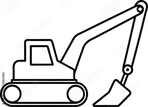 backhoe icon line art vector illustration on transparent background
