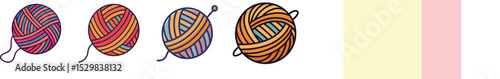 Minimalist Yarn Ball Flat Illustration Knitting, Crochet, and Craft Vector Art