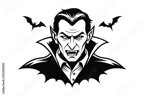 Silhouette illustration of a vampire for Halloween design