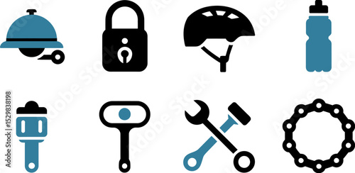 Bicycle repair and maintenance tools and accessories vector icon set for cycling enthusiasts and professionals editable stock vector illustration
