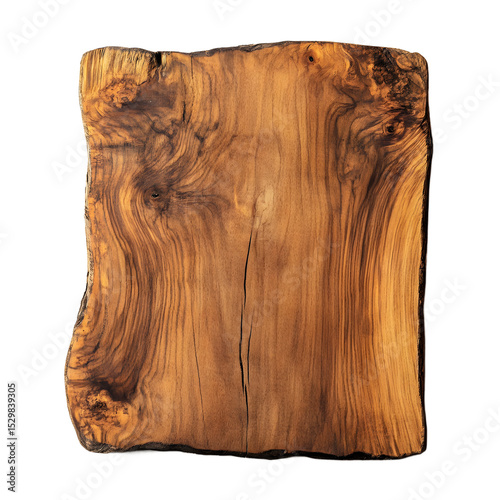 A rustic wood slab, perfect for kitchen decor.