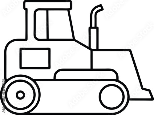 bulldozer icon line art vector illustration on transparent background
