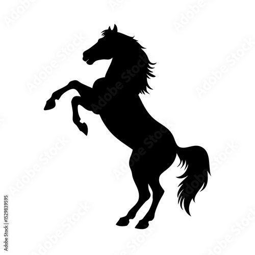 Majestic Horse Silhouette Powerful Stallion Rearing Up in Elegant Black Vector Art