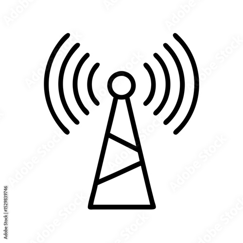 Wireless Communication Tower Icon Signal Transmission and Connectivity